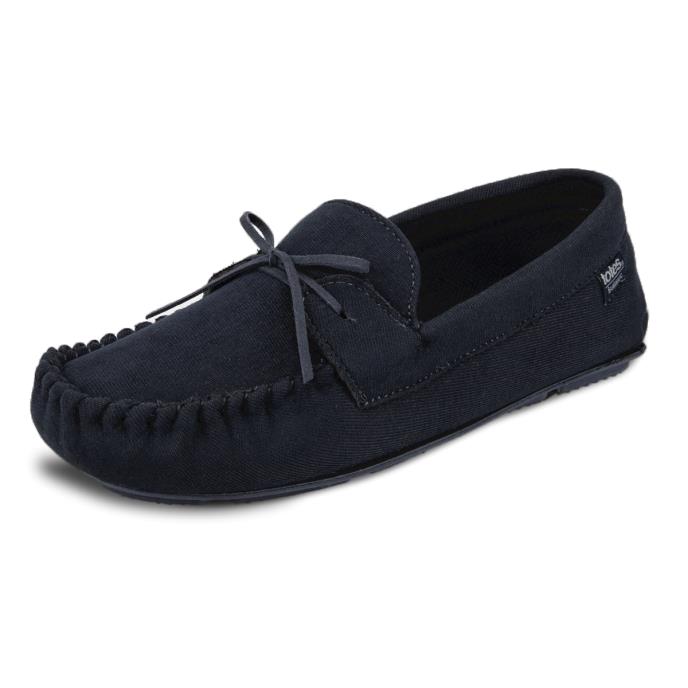 Isotoner® Mens Herringbone Lined Moccasin Navy Extra Image 2